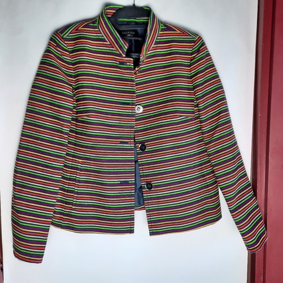 Talbots Multicolored Striped Blazer Sz 2 - Picture 3 of 7